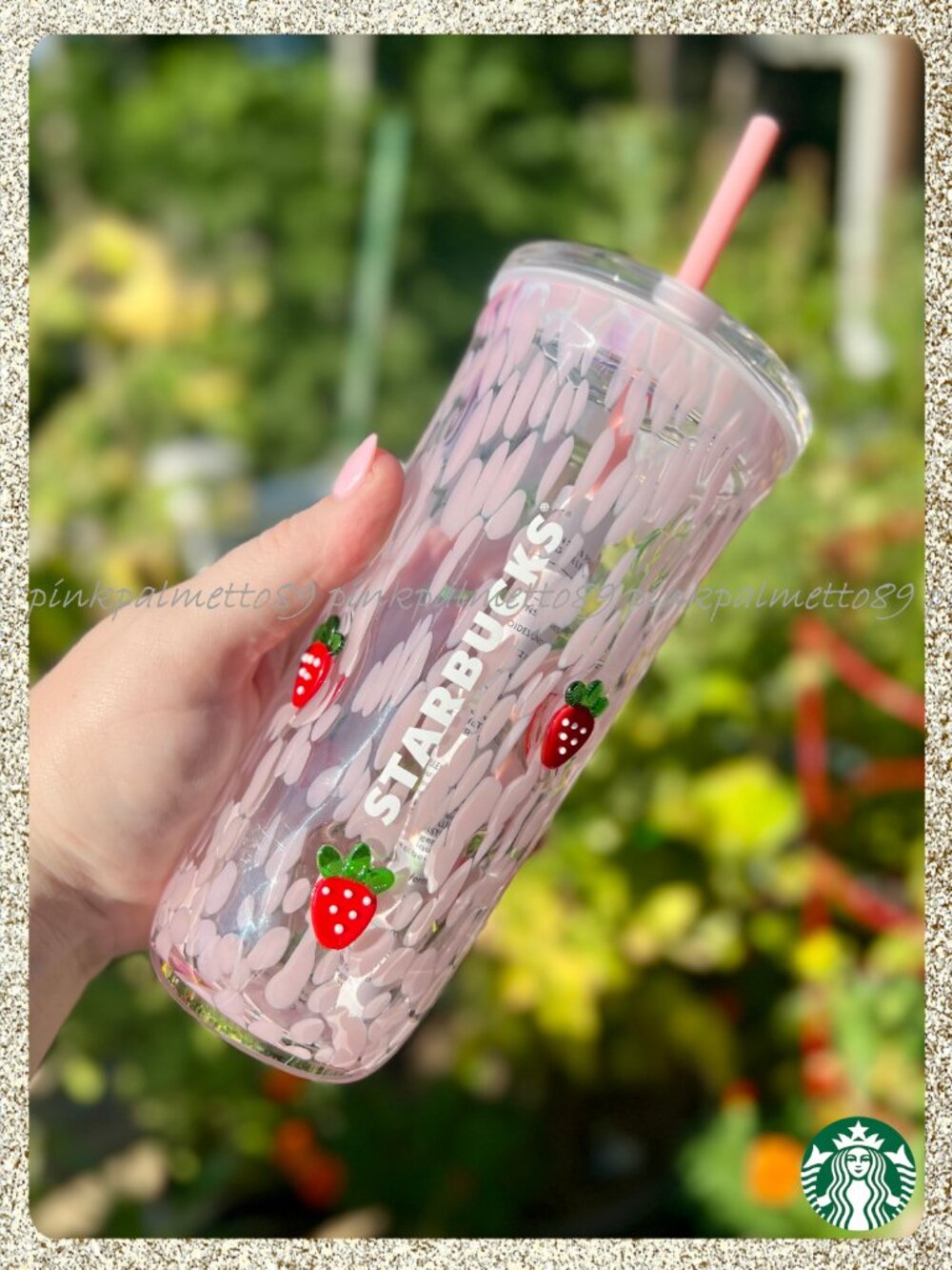 ✨🍓 NWT 2026 Starbucks 'Pink Drink' Strawberry 16oz Glass Tumbler w/ Straw